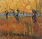 Vincent Van Gogh Canvas Paintings - Willows at Sunset
